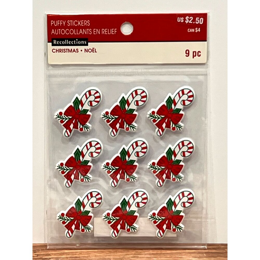 9 Recollections Christmas Candy Cane Puffy Stickers Embellishments 56443681470 - Picture 1 of 3
